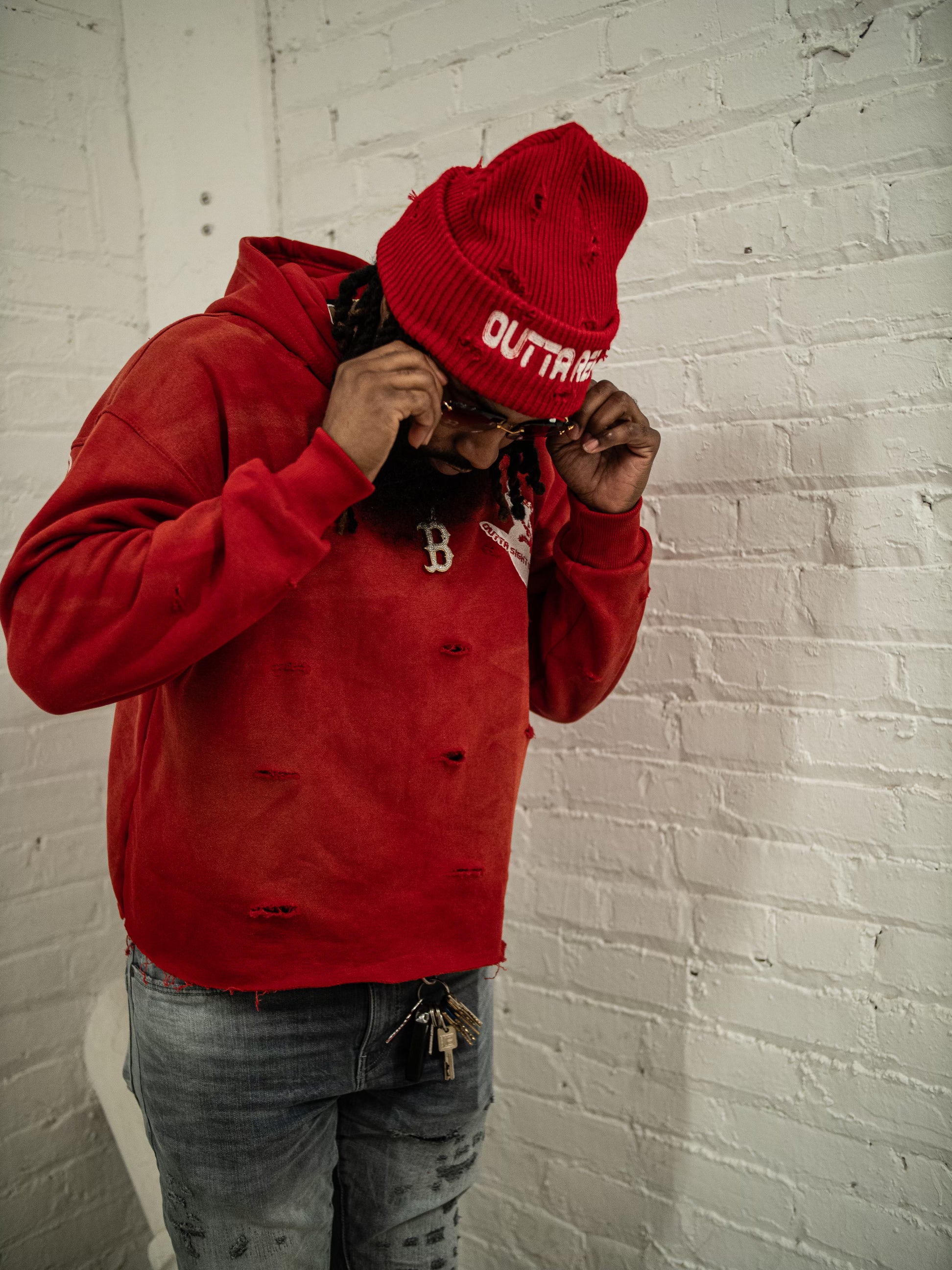 Red hat & hoodie set